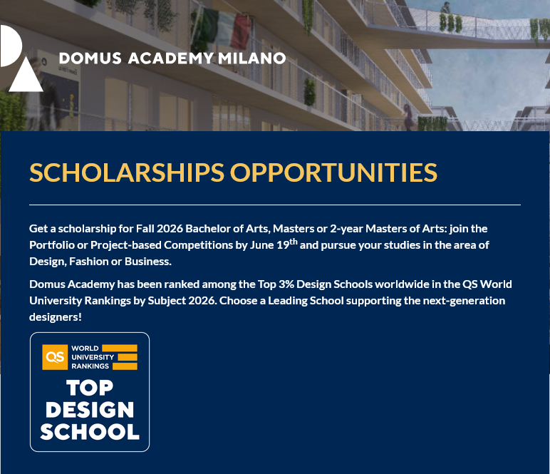 Domus Academy Milano Scholarship